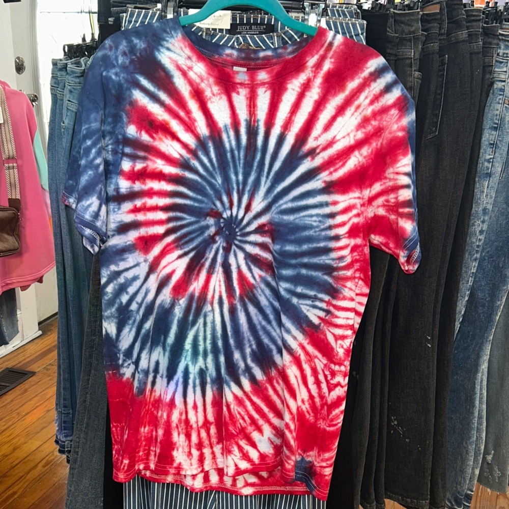 Unisex Gildan Tie-Dye Shirt - Red and Blue